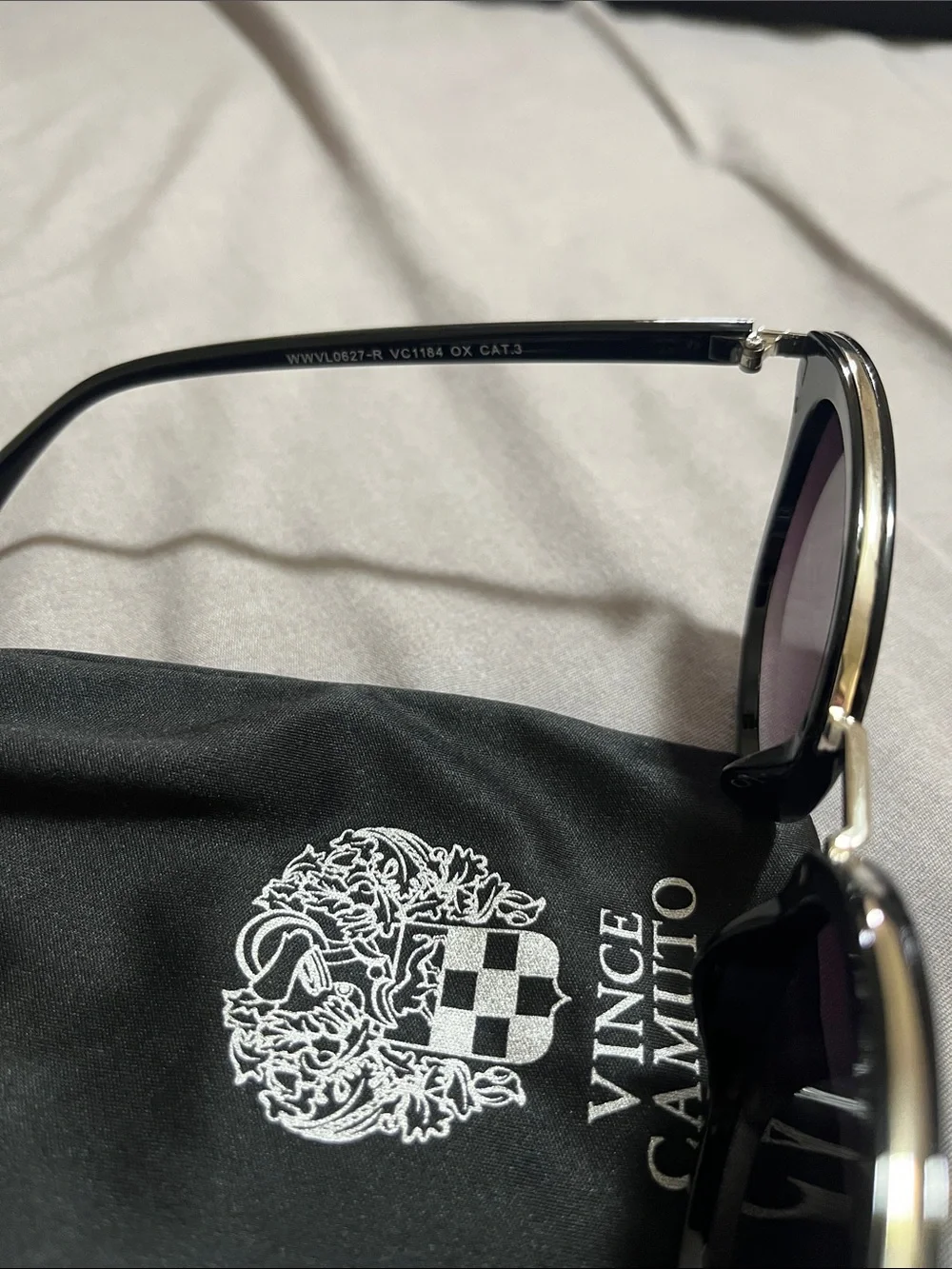 NWOT Vince Camuto Black and Gold Sunglasses